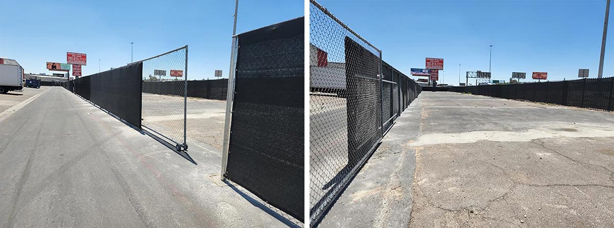 Freeway 15 Industrial Park, gated secure storage yards collage