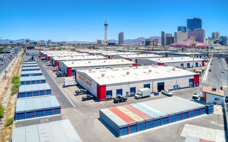 Freeway 15 Industrial Park, aerial view with Las Vegas Strip in background